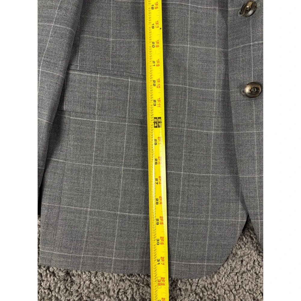 Jos. A. Bank 1905 Slim Fit Gray Windowpane Wool Blend Blazer Sport Coat 46R